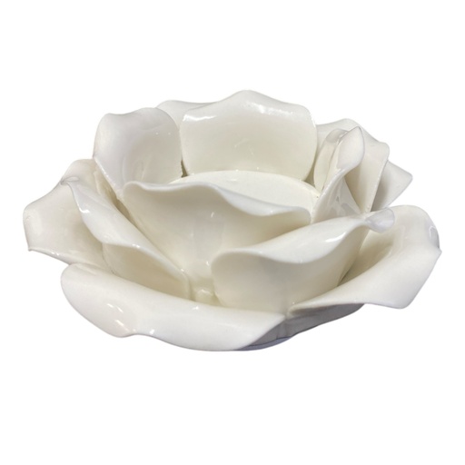 [6820211075024] CANDELABRO PORCELANA FLOR BLANCA 10CM IC750-2