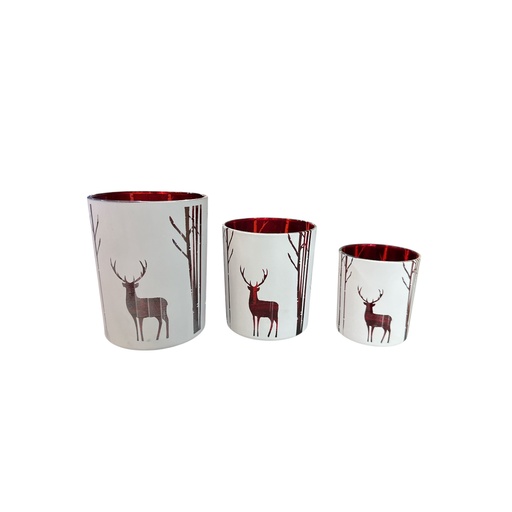 [7624769833780] CANDELABRO ROJO/BLANCO 13/11/8CM