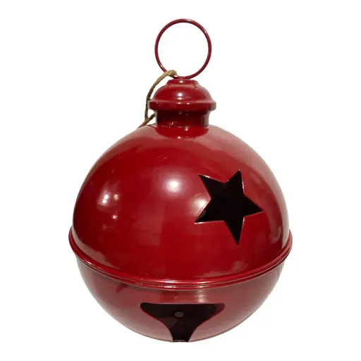[8679811648538] CASCABEL NAVIDEÑO METALICO ROJO 26X20CM Ø20CM