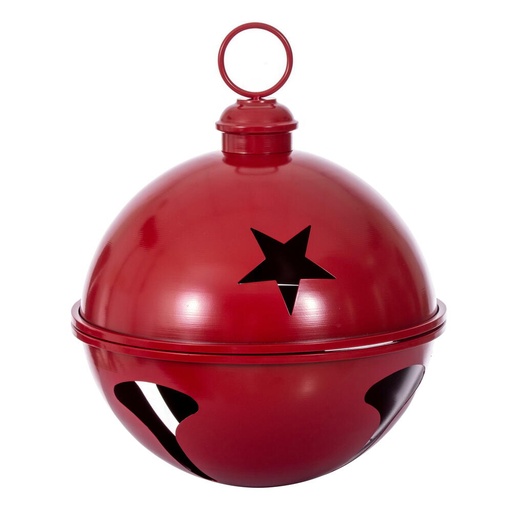 [8679811648538] Cascabel navideño metálico rojo, 26x20cm Ø20CM