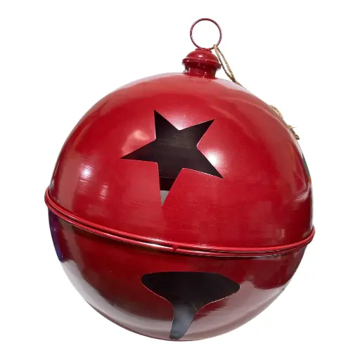 [8679811648514] CASCABEL NAVIDEÑO 40CM METALICO ROJO GRANDE 40X50CM