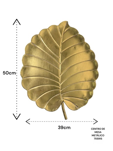 [755915] CENTRO DE MESA HOJA METALICA DORADA ES22650 39X50CM