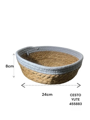 [455883] CESTO YUTE BORDE GRIS 24X8CM BA1661A