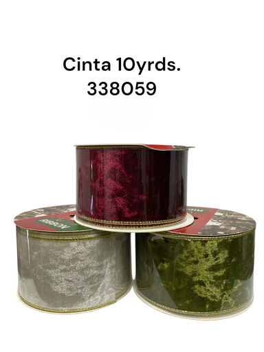 [338059] CINTA TERCIOPELO ALAMBRADA REF: ES20569 3 COL.  6.3CM  Y 10 YRDS.
