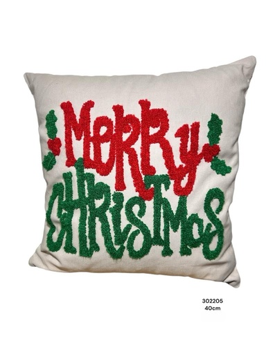 [8679800302205] COJIN CREMA LINO MERRY CHRISTMAS 40X40 CM