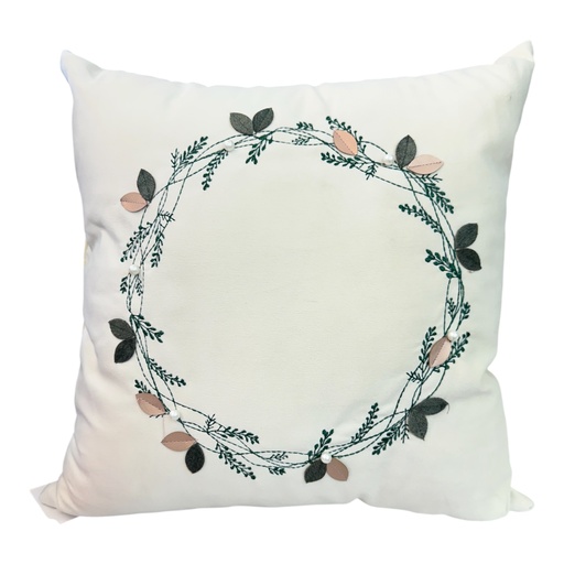 [409064] COJIN NAVIDEÑO CORONA DE HOJAS VERDES/NUDE REF: 45X45