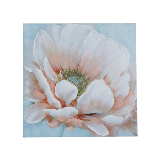 [454-060155] CUADRO AL OLEO ROSA MELON 80X80CM