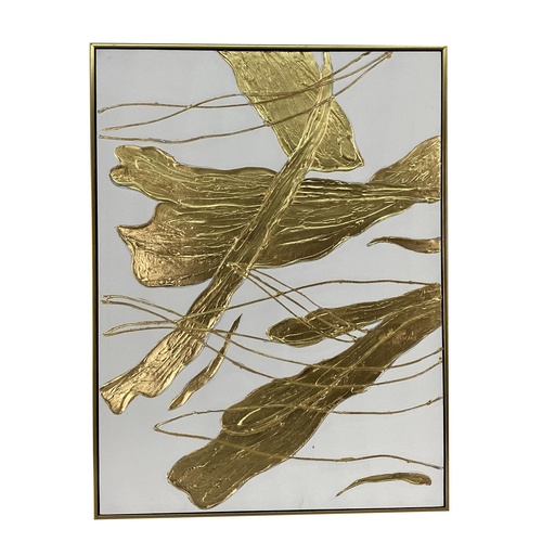 [448-7414241] CUADRO HOJAS DORADO 62X4.5X82CM