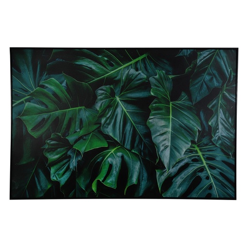 [448-2713719] CUADRO DE HOJAS TROPICAL CON MARCO 150X3.5X100CM
