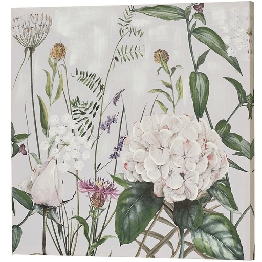 [449-331903] CUADRO DE PARED FLORAL 80X80X3CM