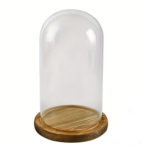 [8679810729962] CUPULA DE VIDRIO BASE MADERA 11X18CM