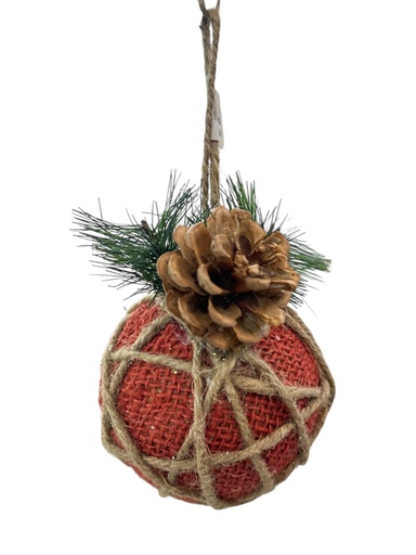 [221113] ESFERA YUTE ROJA COLGANTE REF:GYR205314 10X14CM