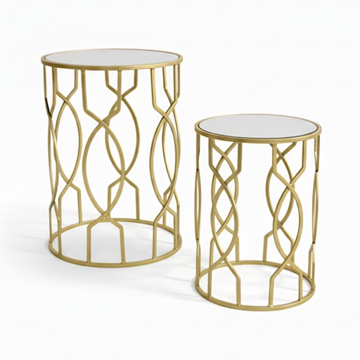 [FI2023780] SET DE 2 MESAS ESQUINERAS DORADAS 54X39CM, 48X33CM