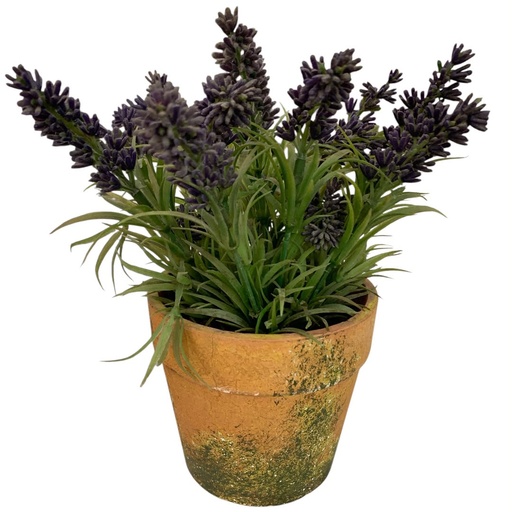 [456-50844] FLOR ARTIFICIAL LAVANDA EN MACETA DE BARRO 11X10CM.