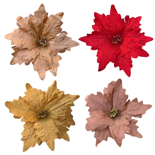 [5116820437] FLOR NAVIDEÑA 25CM DOR-ROJ-ROSE-NUDE