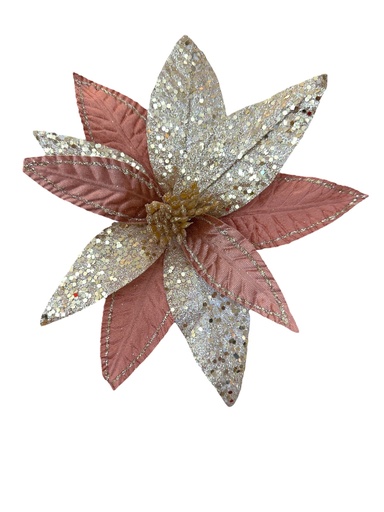 [140-4101264] FLOR NAVIDEÑA ROSE GOLD 28X35CM