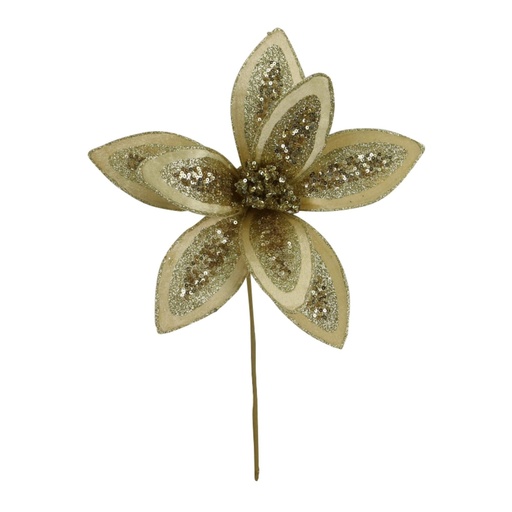 [140-5200457] FLOR PONSETIA DORADO 30CM SANTINI