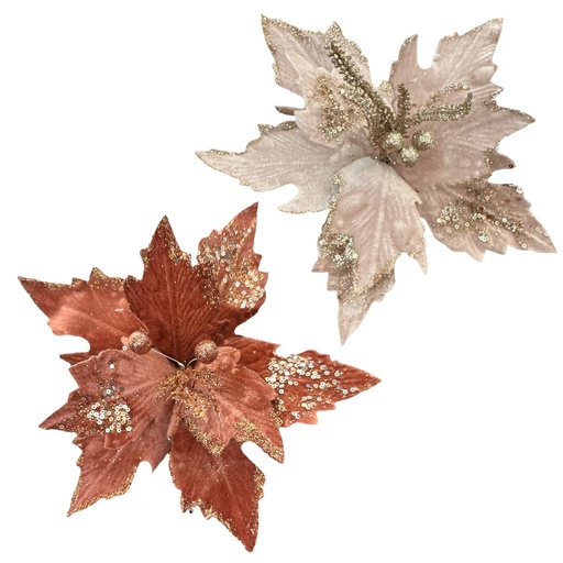 [1702335012923] FLOR NAVIDEÑA 30CM ROSE GOLD 