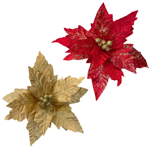 [5116820624] FLOR NAVIDEÑA 28CM 12PETALO ROJ-DOR