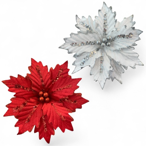 [5116820575] FLOR NAVIDEÑA 22CM ROJO-BLANCO