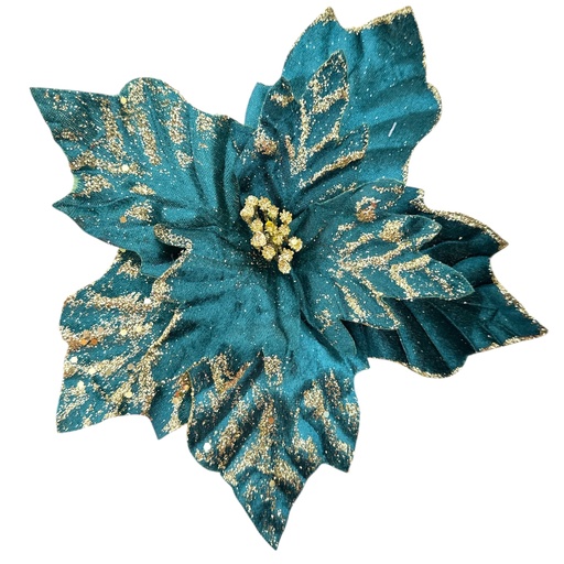 [1702335012015] FLOR NAVIDEÑA VERDE PETROLEO 28CM
