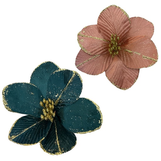 [1702335016358] FLOR NAVIDEÑA VERDE-ROSE 22CM