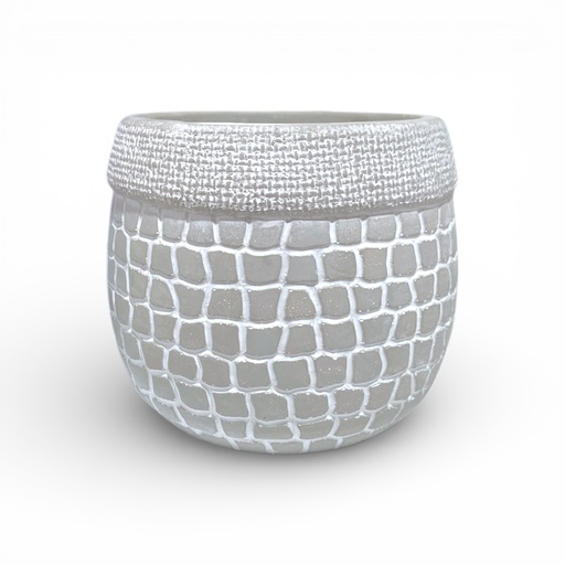 [8679813202233] MACETA PLOMA CUADROS VINTAGE PEQUEÑA 10X9CM