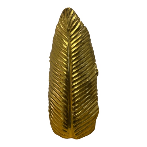 [796-BC179-028] FLORERO FORMA DE HOJA DORADO 11X37X17