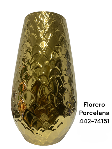 [442-74151] FLORERO PORCELANA DORADO 17X31CM