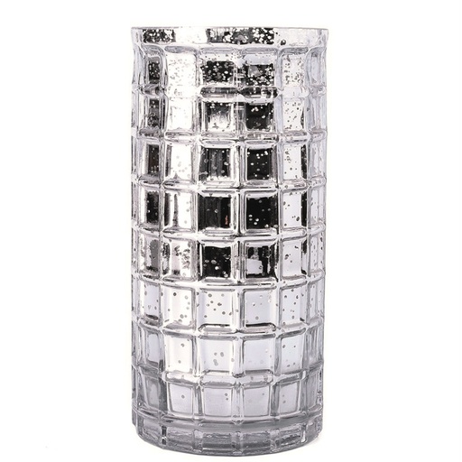 [712247] FLORERO CILINDRO VIDRIO SILVER MERCURY 26X13CM