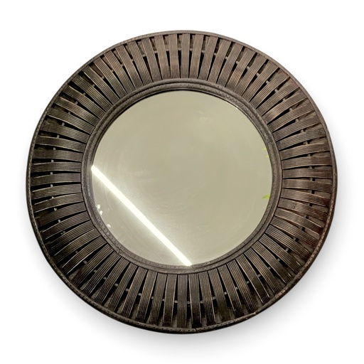 [1712000596] ESPEJO DE PARED REDONDO MADERADO CAFÉ 61CM FRA-0596