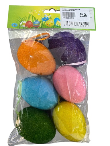 [6883500102511] HUEVO DE PASCUA DECORACION SET X 6 IC1025-1