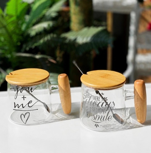 [IC854-9] JARRO DE CRISTAL CON TAPA DE BAMBU 500ML