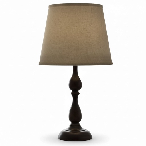 [541-300806/1] LAMPARA PANTALLA BEIGE BASE OSCURA 28X56CM