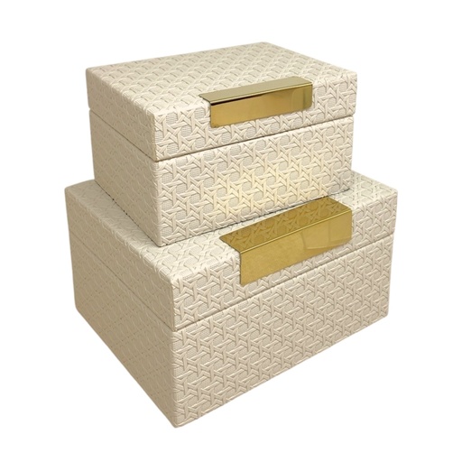 [16062] CAJAS DECORATIVAS BEIGE SETX2