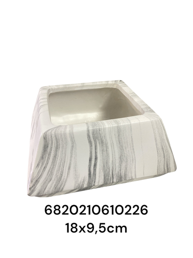 [6820210610226] MACETA CERAMICA PIRAMIDE MARMOLEADA 18X9.5CM