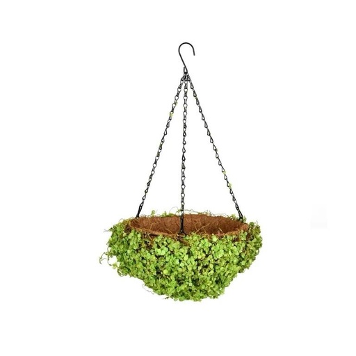 [6584090392060] MACETA COLGANTE CON HOJAS TIPO MUSGO  20X13CM