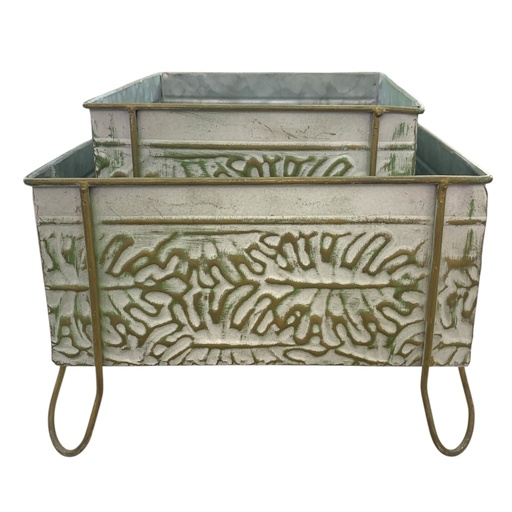 [718555] MACETA METALICA CUADRADA X2 (27X18CM) (16X20CM)