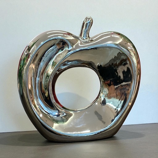 [21487] MANZANA DE CERAMICA PLATA 23X22CM