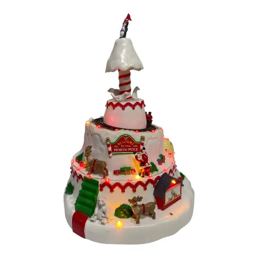 [361020] MONTAÑA NEVADA NAVIDEÑA CON LUZ A PILA 2A REF: DF64840A 22X22CM