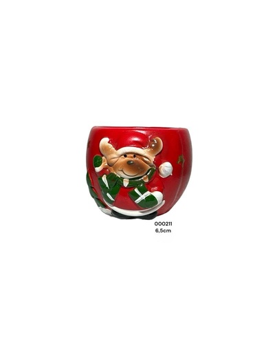 [2122100000211] NAVIDAD CERAMICA/ MACETA ROJA RENO 6.5CM