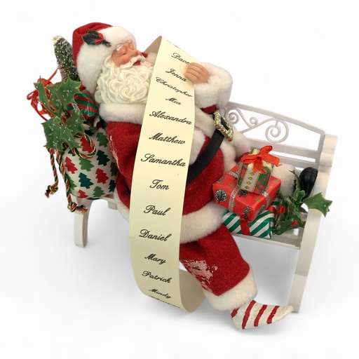 [160-4503405] NOEL RECOSTADO EN BANCA 12.5X13X21CM