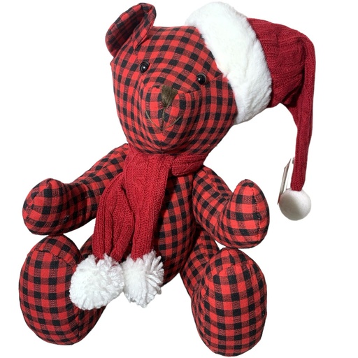 [8680811626945] OSO NAVIDEÑO CUADROS NEGRO/BLANCO 50CM