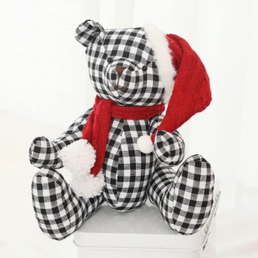 [8680811626945] OSO NAVIDEÑO CUADROS NEGRO/BLANCO 50CM