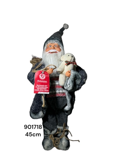 [901718] PAPA NOEL GRIS CON PELUCHE 45CM