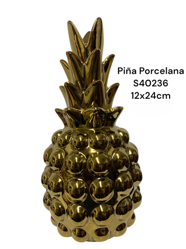 [S40236] PIÑA DECOR PORCELANA DORADA 12X24CM
