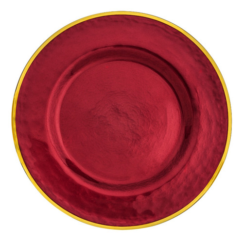 [8679810721973] PLATO BASE DE CRISTAL ROJO FILO DORADO 33CM