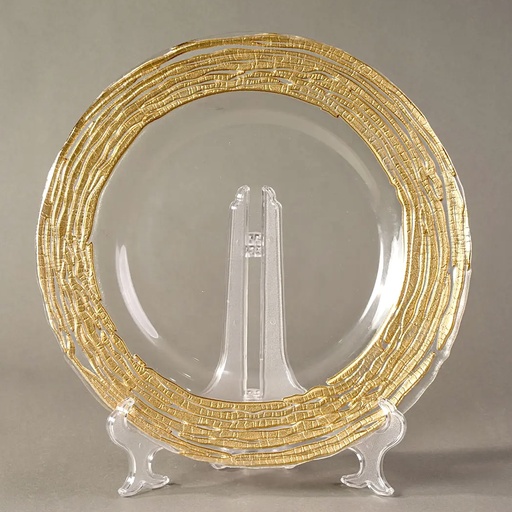 [8679810719444] PLATO BASE DE CRISTAL TRANSP/DORAD* 32CM