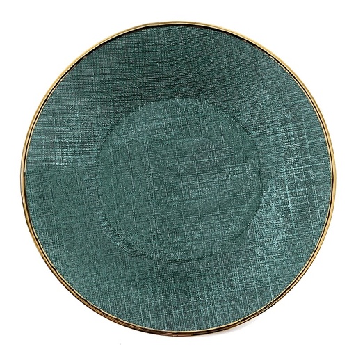 [8679810727913] PLATO BASE DE CRISTAL VERDE TEXTURIZADO 33CM