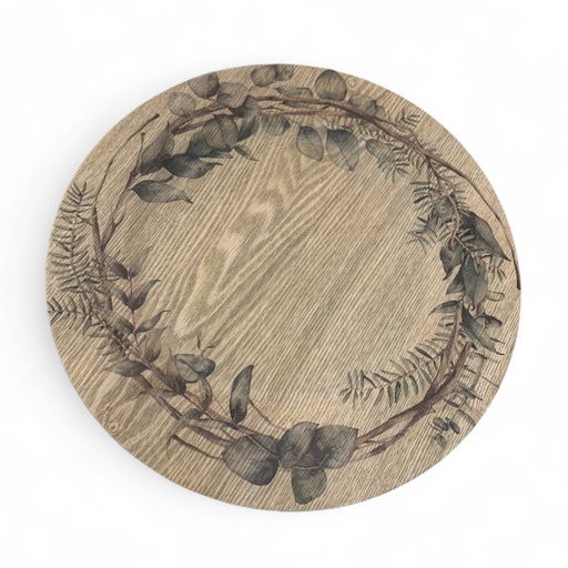 [7319561750020] PLATO BASE MADERADO HOJAS 33CM